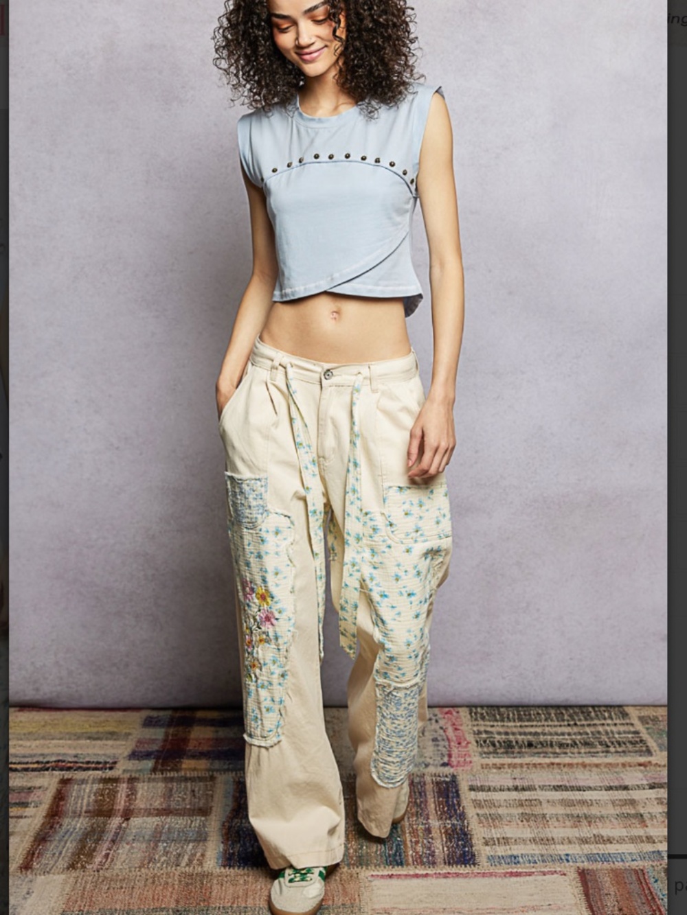 🎂 POL “ COLUMBIA ” POL DENIM TWILL PANT WITH EMBROIDERY DETAIL 61 - Picture 4 of 6